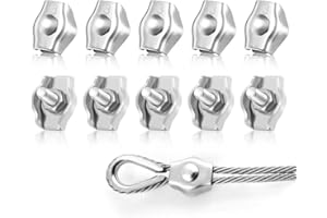 LYCXAMES M3 Drahtseilklemme, 10 Stück 3mm Klemme, Edelstahl 304 Kabelklemme, Drahtseil Stahlseil Wäscheleine Markise Fixiert