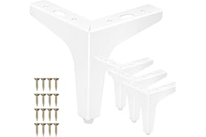 La Vane 4er Set Metall Möbelfüße (13cm Höhe) Weiß - Diamant-Dreieck Design für Schrank, Sofa, Couch & Regal | Stabile Ersatzbeine mit Schrauben | Einfache DIY Montage