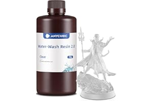 ANYCUBIC Résine Water-Wash 2.0, Résine Imprimante 3D 4K/8K/12K, Haute Précision et Grande Résilience, Résine Lavable à l'Eau pour LCD DLP l'Impression 3D, Clair 1KG
