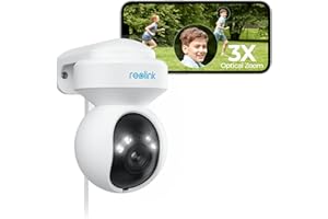 Reolink PTZ Camera Outdoor, 5MP 2.4/5GHz WiFi CCTV Security Camera with 3X Optical Zoom, Color Night Vision, Human/Vehicle Tracking, 2-Way Audio, Support 512GB SD Card for 24/7 Protection, E1 Outdoor