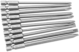 HILITAND 10 stücke Flachkopf Schraubendreher Bits Set S2 Stahl Magnetic Hex Schaft PH1 PH2 Slot Schraubendreher Bits Set 1/4 inch 100mm