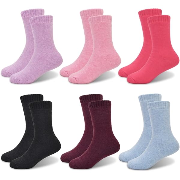 Kids' 6-Pack Thermal Winter Socks - Warm Thick Insulated Cozy Socks For Boys & Girls