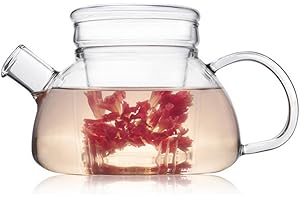 TAMUME 600ml Nórdica Estilo 3-en-1 Tetera Cristal Microondas Grande con Infusor Amovible de Vidrio con Gran Boquilla (600ml)