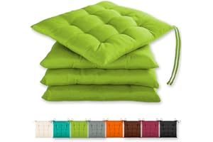 Gräfenstayn® set di 4 cuscini di seduta 40x40x3cm con cinghie di ritenzione per interni ed esterni con guarnizione Oeko-Tex - (Verde mela)
