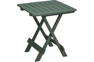 ‎SPETEBO Spetebo Kunststoff Klapptisch Adige 45 x 43 cm - waldgrün - Garten Beistelltisch klappbar - Beistelltisch Campingtisch Teetisch Balkontisch Tisch dunkelgrün klein