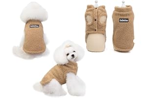 Tineer Pet Doggy Winter Lamb Cashmere Coat Warm Outdoor Fleece Dog Fleece Fodera Pullover Jacket Vest per Cani di Piccola Taglia Media (L, Khaki)
