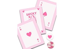 HESENDOT Pink Wall Art Set of 3,Trendy Prints Lucky You Poster, Queen Of Hearts Playing Card Art,30x40cm Truly Quality Unframed Canvas Wall Art Pictures,Art poster decoration for Bathroom,Living Room,Bedroom