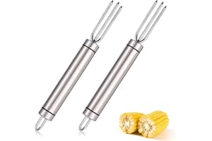 JEIIBRZUI 2x Pellkartoffel-Gabel mit 3 Zinken, Pellkartoffelgabel, Edelstahl poliert, Kartoffelgabel, Maiskolbenhalter aus Edelstahl, Maiskolben Spieße, Wiederverwendbar als Maisspieß, Spülmaschinengeeignet