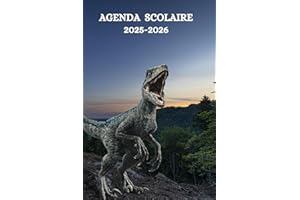 AGENDA SCOLAIRE 2025-2026 DINOSAURE: T-REX | Organisateur journalier pour filles et garçons| Deux jours par page| Etudiant, Collège et Lycée | format a5
