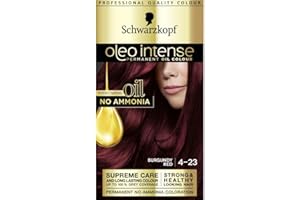 Schwarzkopf Oleo Intense Permanent Burgundy Hair Dye, Oil Enriched, Ammonia Free, Up to 100 Percent Grey Coverage, Burgundy Red 4-23
