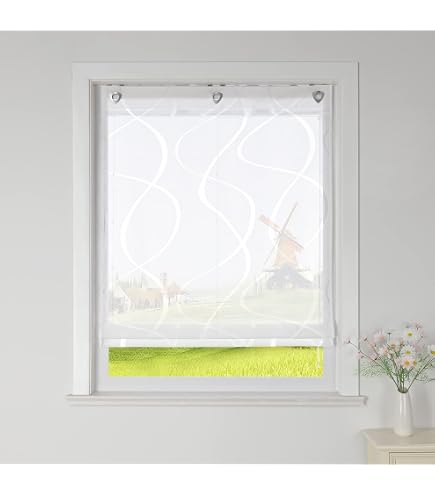 Home Fashion Raffrollo Grau – Blickdicht, Mit Sternen-Muster, 65% Polyester/35% Baumwolle, Für Fenster Bis 100 Cm Breite
