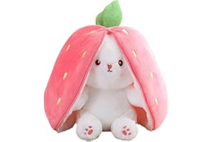 papasgix Jouets Lapin Muppet, Lapin en Peluche, 18/25/35 cm Cache-Cache Lapin de Pâques en Peluche, Lapin en Peluche en Carotte Fraise Peluche de Haute qualité pour