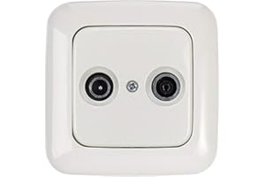 EBROM'S BJ SETS Busch JÄGER Komplettset Antennensteckdosen-Einsatz Universal 2-Loch Durchgangsdose Frequenzbereich von 5-2400 MHz Radio/TV/SAT (**) WISI + 1fach Rahmen und Abdeckung, ReflexSi alpinweiß 2 Anschlüsse