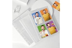 Angelkiss Photocard Sleeves 10 Pack 40 Pockets 6 Ring A5 Binder Sleeves Single-Sided 4 Pocket Page Protector 2.6 * 3.6 Inch,Photo Album Binder Refill Game Cards Photocard.