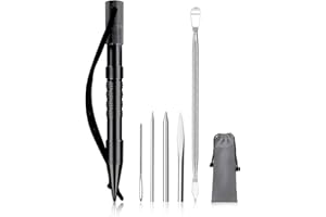 WILDAIR 6 Pack FID Set Marlin Spike with Stainless Steel Paracord FID Set Paracord Lacing Stitching Needles and Smoothing Tool (6 Pack FID with Black Marlin Spike)