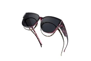 LVIOE Fit Over Glasses Sunglasses Polarised, Cateyes Frame Ladies Wrap Over Glasses Sunglasses UV Protection