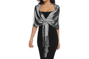 BABAHU Sparkling Metallic Shawls and Wraps with Buckle for Evening Party Dresses Wedding Party