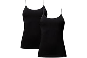 DANISH ENDURANCE 2-Pack Damskich Topów z Wiskozy Bambusowej, Podkoszulka, Koszulka na Ramiączkach, Bluzka Czarna i Nude Beż