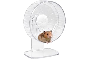 BREENHILL Silent Hamster Wheels – 21cm with Adjustable Stand for Happy Syrian Hamsters, Hedgehogs, Mice & Small Pets, Cage Accessory,Clear