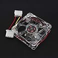 CPU Computer Cooling Case Fan Repair Part Kit, DC 12V 80mm Blue LED Light, Quiet Blowing, No Noise, Fast Heat Dissipation, For 4pin pc