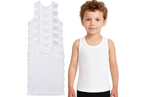 PANZY Kids Vests Boys Girls Cotton Vest Plain White Top Back to School Childrens Underwear, Pack of 6