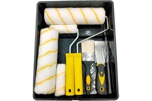 Paint Roller Set 6pc- Paint Rollers for Walls and Ceilings, Paint Pads, Paint Tray, Brush, Scraper, Mini Rollers for Painting, Paint Sleeves, Paint Supplies - Roller Sets for Painting Decorating Walls