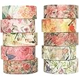 HASTHIP® 10 Roll Washi Tapes Set Spring Flower Colour Tapes Decorative Tape Craft Supplies for DIY Craft,, Journal Supplies, Gift Wrapping, Scrapbooking