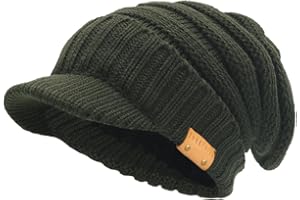 VECRY Męska damska gruba dzianinowa czapka gazeciarza z podszewką polarową Slouch Beanie z wizjerem