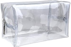 FASHIONSTATIONERY.COM Fashion Stationery Large Clear Pencil Case Exam See Through Transparent GCSE Secondary High School Cases Students Cosmetic Travel Toiletries Bag Makeup Bags Women Mens Kids Girls Boys (Clear)