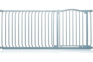Safetots Cancelletto di Sicurezza con Cima Curva, 171cm - 180cm, Grigio Opaco, Montaggio a Pressione per Scale, Cancelletto per Bambini per Porte, Corridoi e Spazi, Barriera di Sicurezza