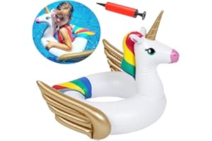 BESLIME Babioms Einhorn Schwimmtier, Einhorn Schwimmring Aufblasbarer, Aufblasbare Einhorn Riese, Aufblasbar Schwimmen Floß, Mit Pumpe Schwimmring(60cm)