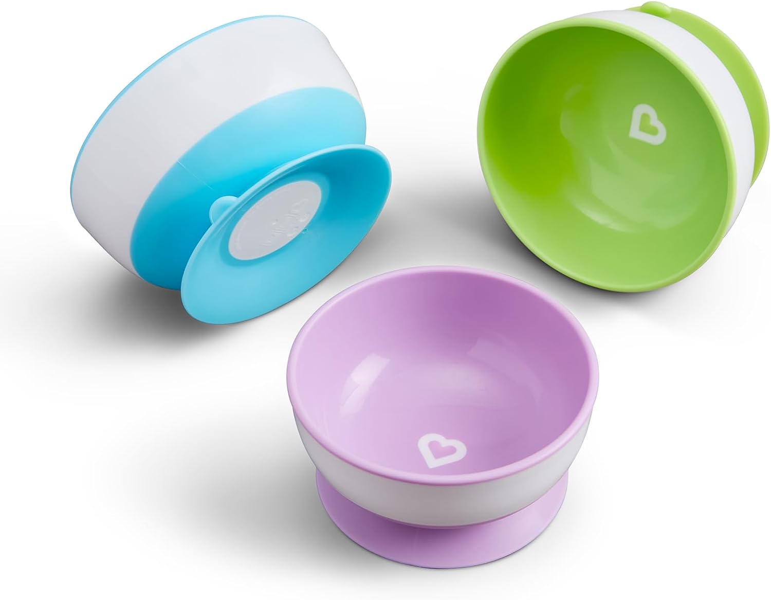 Munchkin Stay Put Baby Suction Bowl Set| Baby Bowls for Weaning| Baby Feeding Suction Dish Pack| for Babies & Toddlers 6 Months+|BPA Free Weaning Set for Babies| Microwave/Dishwasher Safe | 3 Pack