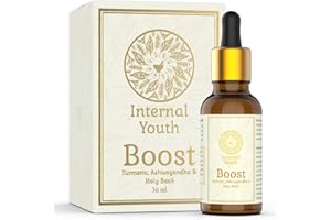 High Strength 5:1 Turmeric Curcumin Liquid 1000mg - Tumeric Supplement for Joint Pain Relief Anti Inflammatory & Immune System - with Ashwagandha and Holy Basil - Boost by Internal Youth