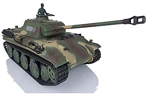 wheelfun Heng Long RC Tank 2.4G 1/16 7.0 Plastic German Panther G RTR Tank Model 3879 Infrared Combat 340° Rotating Turret