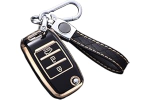 ontto Autoschlüssel Hülle Schutzhülle Cover Passt für Kia Optima Sportage Sorento Soul Rio Forte Cerato Carens K3 K5 Ceed Zubehör Fernbedienung Schlüsselanhänger TPU Schlüsseletui Schlüsselbox-Schwarz