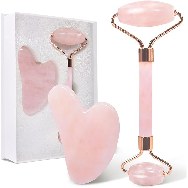 PARSA Beauty Rosenquarz Roller & Gesichtspads – Anti-Schwellung & Straffende Pflege