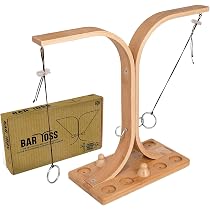 Joycabin Jeu De Lancer D'Anneaux En Bois – 5 Anneaux Colorés – Jeu Extérieur & Intérieur Famille Enfants Adultes – Ultra Solide