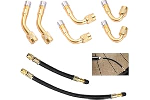 ULIWAMOWI Kit de 6 Rallonge Extension Valve Pneu, Prolongateur Valve Pneu 45° 90° 135° avec 2 Extensions en Caoutchouc, Adaptateurs Universels pour Voitures Motos Camions Vélo Remorques, Accessoire de Gonflage