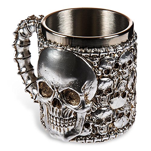 HC-Handel 923353 Polyresin-Trinkbecher „Skull“ versilbert 16 cm - 2