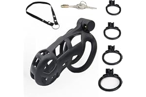 SeLgurFos Cobra-B1 cinturón de castidad cinturón de jaula de pene 4 anillos de pene masculino-jaula de castidad Bondage juguetes sexuales (standard)