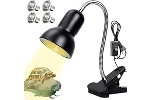 WDKXCN Lampe Chauffante Tortue, Lampe Chauffante Terrarium avec 4 Ampoules Basking Spot UVA+UVB, Lampe Terrarium avec Clip, E27, pour Animaux D'aquarium, Tortue, Serpent, Lézard, Caméléon etc