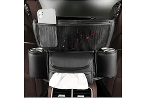 JNNJ Organizadores para Coche Entre Los Asientos Delanteros, Bolsa de Almacenamiento de Gran Capacidad para Coche Asiento Delantero, Organizador de Cuero Asiento Coche para Cartera Documento(Negro)