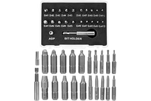 Mesee Kit d'Extracteur de Vis Cassés 22pcs Extracteur de Vis Cassé Endommagées en HSS Outil pour Vis Foirée avec Adaptateur Douille et Porte-embout Magnétique pour Retirer Vis Cassé Boulon Endommagé