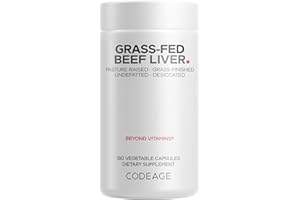 Codeage Grass Fed Beef Liver Supplement - Freeze Dried, Non-Defatted, Desiccated Beef Liver Glandulars Bovine Pills– Liver Health Foods Meat – Argentina Beef Vitamins For Liver - Non-GMO -180 Capsules