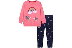 Gumyoss Completo Set 2 Pezzi con Felpa E Leggings Bambine e Ragazze Leggins Bambina Felpa per Bambina 2-7 Anni