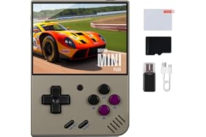 Whatsko MiyooMini Plus Console de Jeu Portable Avec 20000+ Jeux,MiyooMini+ Console Rétro 3.5 inch IPS Screen Linux System 3000 mAh et 64GB,Prise en Charge Wi-Fi Battle（Gris）