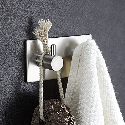 3M Selbstklebende haken, 304 Edelstahl selbstklebend Klebstoff Kleiderhaken Handtuchhaken Lasthaken für Bad und Küche (2 Stück 9 x 4,5 x 3cm) - 2