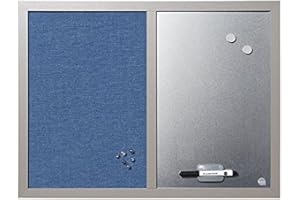 ‎BI-OFFICE Bi-Office MX04429608 - Blue Bells Kombitafel, MDF Rahmen Textiloberfläche, 22 mm dicker, perlenfarben/blau/silber