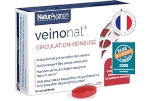 NATURAVIGNON LABORATOIRE NaturAvignon Veinonat Comprimés | Complement alimentaire circulation sanguine jambes | Marron d'Inde + Pépins de raisin + Fragon + Mélilot | stimulateur circulatoire jambes | 60 comprimés (30 jours)