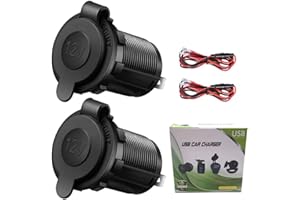 KIBON Allume Cigare Voiture Prise 2 PCS étanche Prise 12V Prise de Courant avec câble de 60 cm pour Voiture Marine Moto